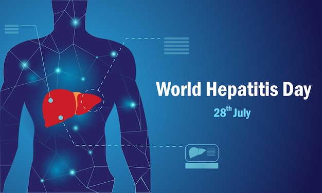 Conceito de banner ou cartaz de ilustração vetorial de hepatite para o dia mundial da hepatite