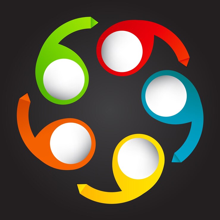 Vetor conceito de banners circulares coloridos com setas para diferentes b