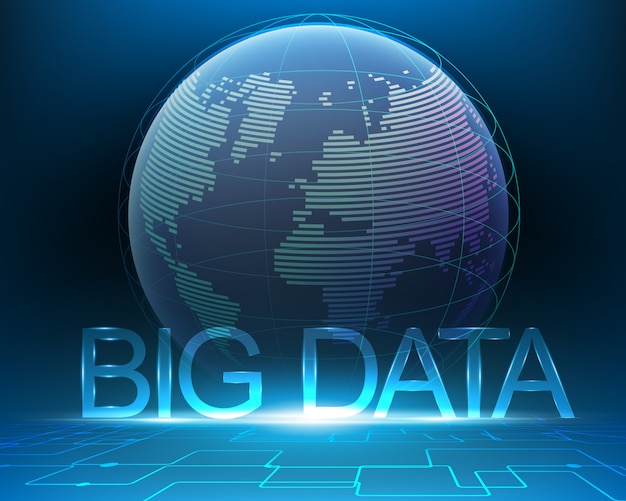 Vetor conceito de big data e rede global