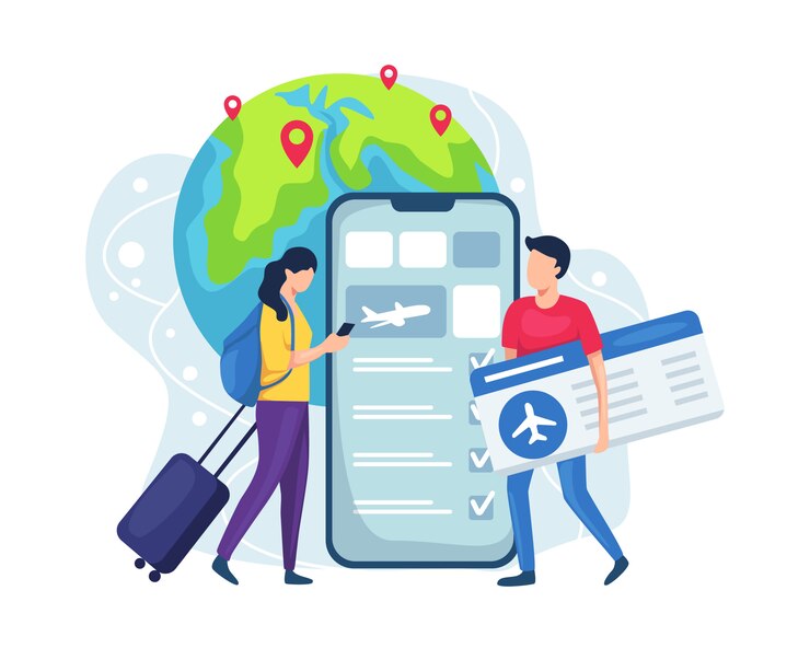 Vetor conceito de bilhete de reserva online