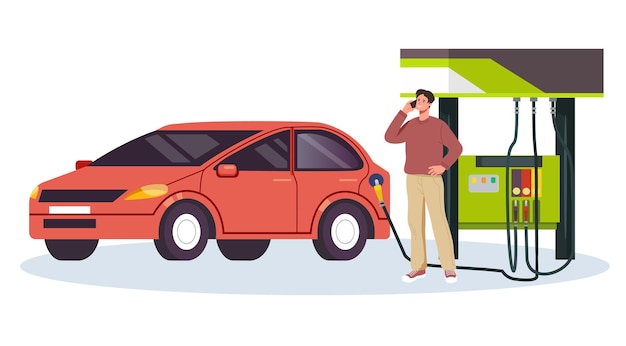 Conceito de bomba de combustível de gasolina de estação de gasolina de automóvel