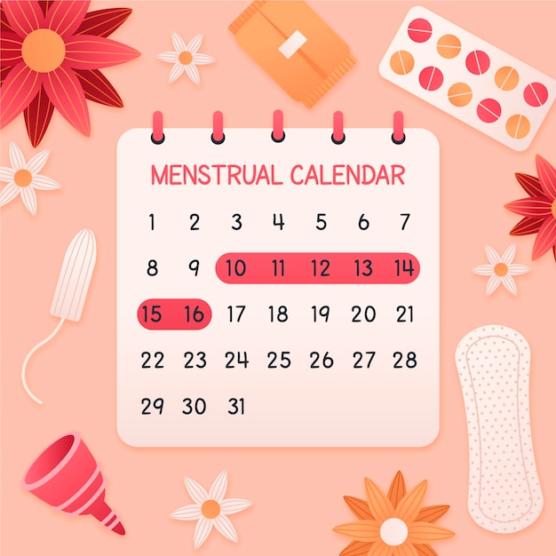 Vetor conceito de calendário menstrual com flores