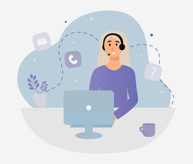 Conceito de call center Contacte-nos Ilustração