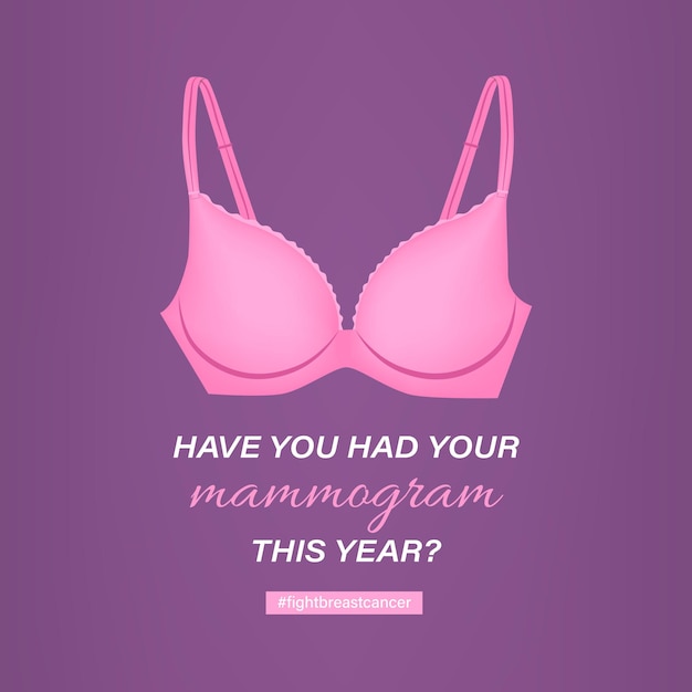 Conceito de câncer de mama de mulheres com sutiã rosa em estilo simples de vetor