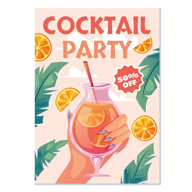 Conceito de capa de panfleto de bar de resort de festa de álcool coquetel