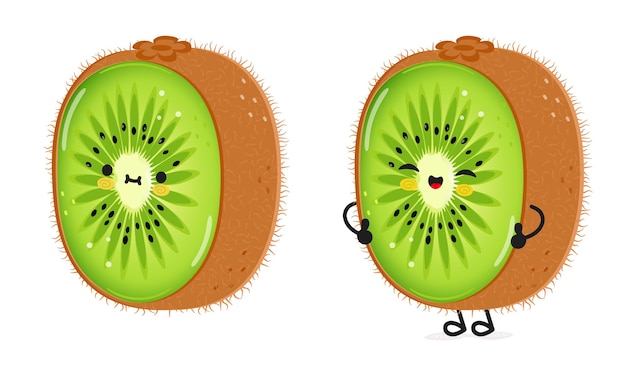 Vetor conceito de caráter da fruta do kiwi