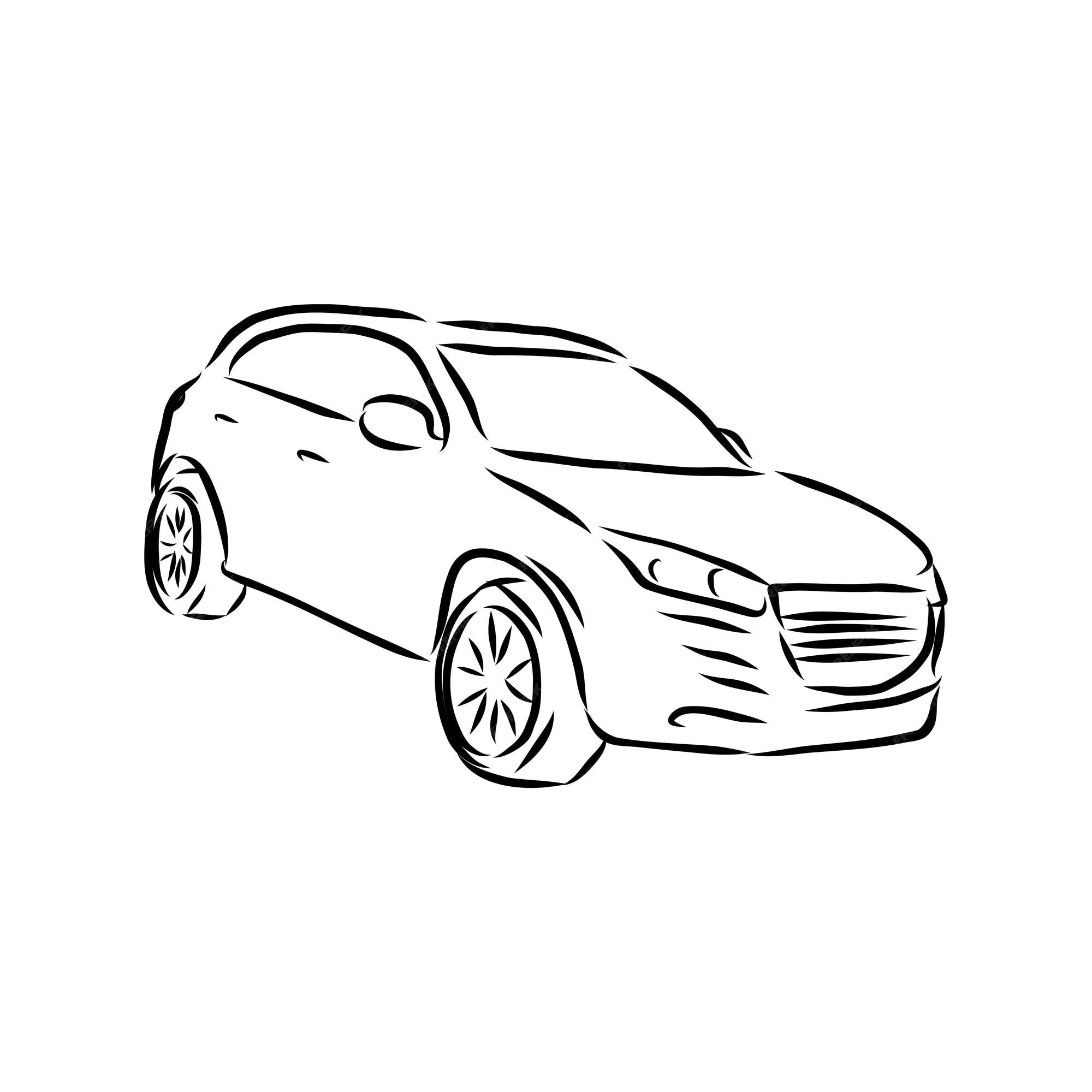 Conceito de carro. desenho de carro. mão de vetor desenhada. autodesign.  desenho de automóvel.