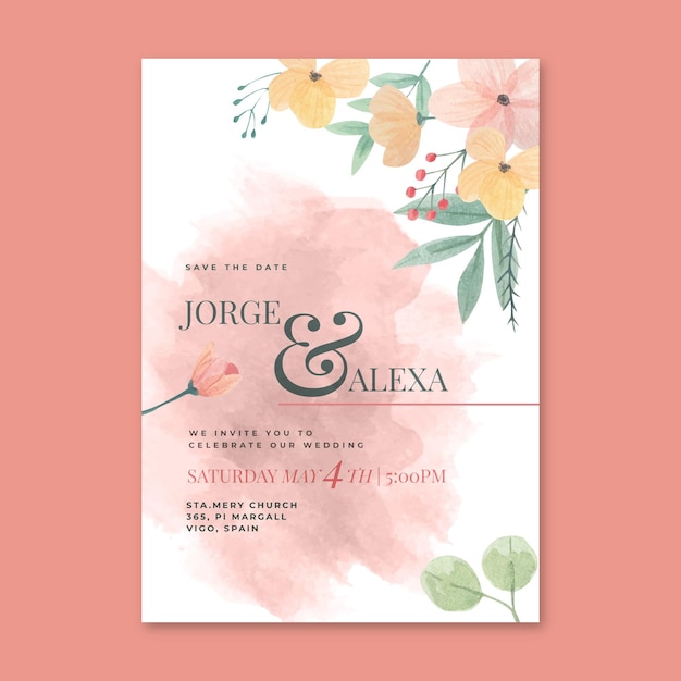 Vetor conceito de cartão de casamento floral