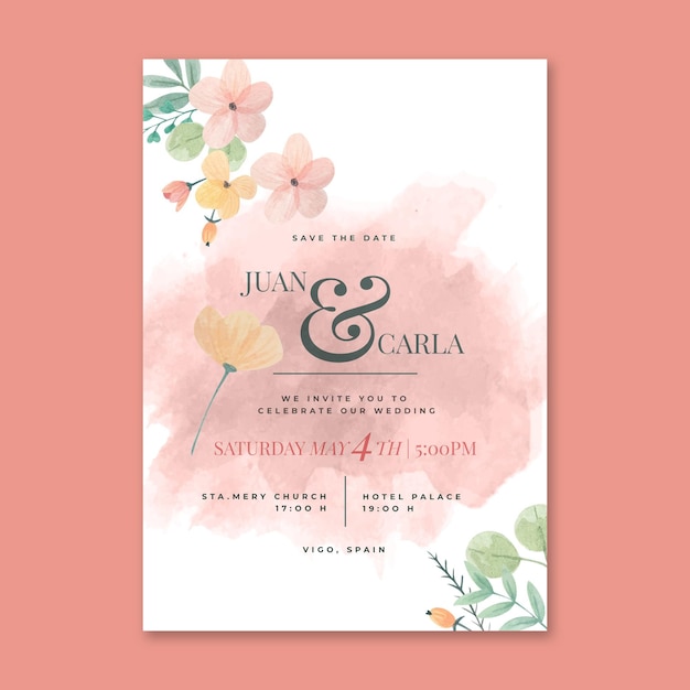 Vetor conceito de cartão de casamento floral