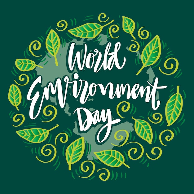 Conceito de cartaz de letras de mão do dia mundial do meio ambiente