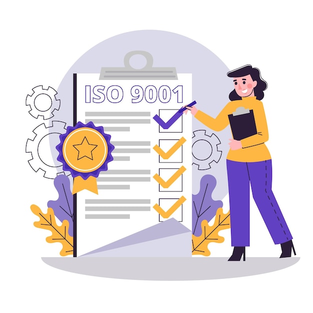 Vetor conceito de certificação iso