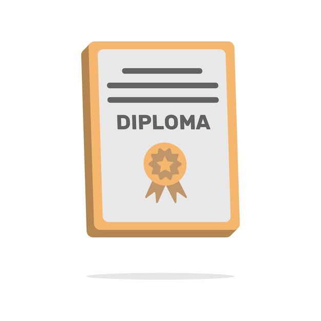 Conceito de certificado de diploma 3d em estilo cartoon minimalista