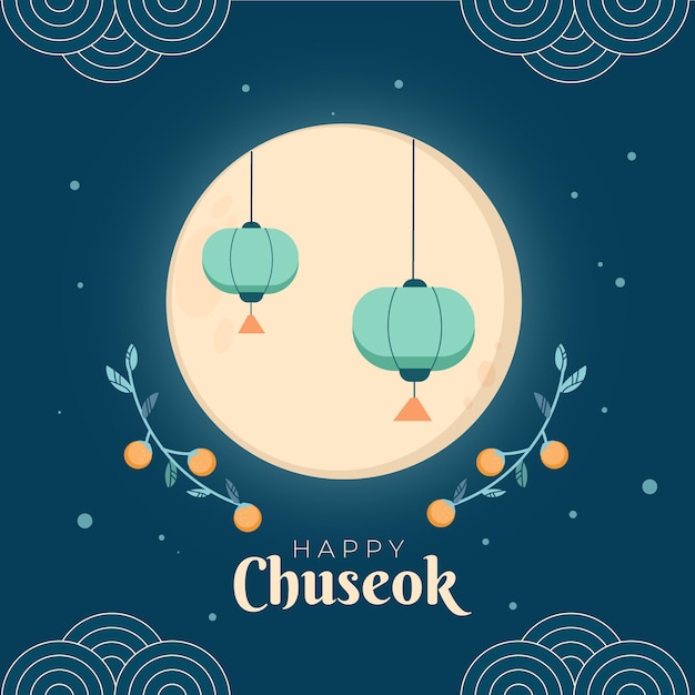 Vetor conceito de chuseok de design plano