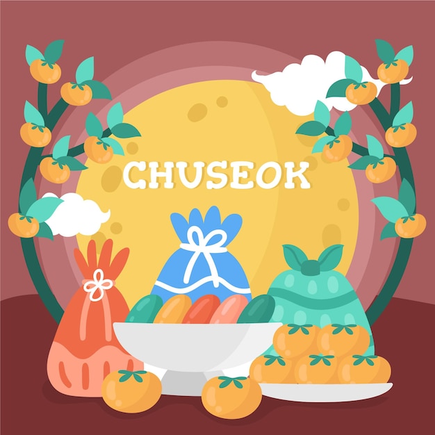 Vetor conceito de chuseok desenhado à mão