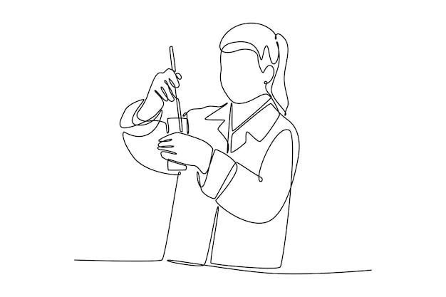 Conceito de cientista Desenho de linha única Ilustração gráfica vetorial