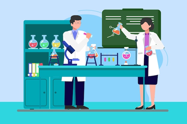 Conceito de cientista Ilustração de vetor plano colorido isolado