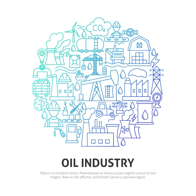 Conceito de círculo da indústria petrolífera