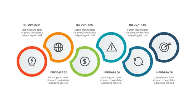 Conceito de círculo para infográfico com 6 etapas opções de peças ou processos visualização de dados de negócios