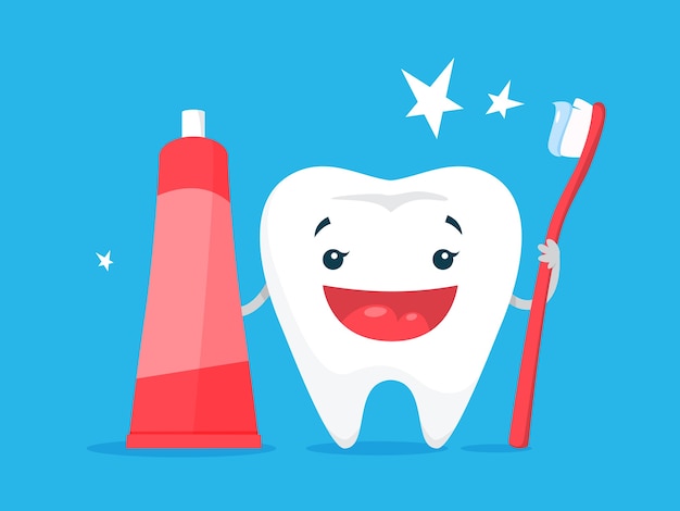 Conceito de clareamento dos dentes. o dente fica branco na clínica dentária. conceito de proteção e tratamento. ilustração
