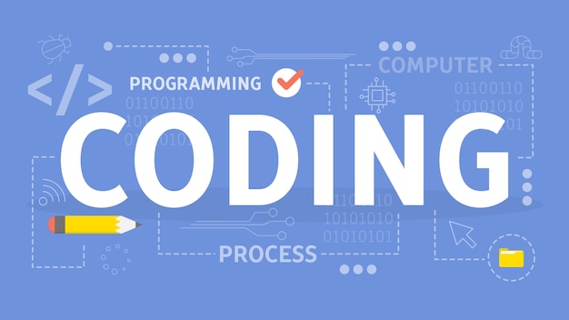 Conceito de codificação. ideia de programação e computador