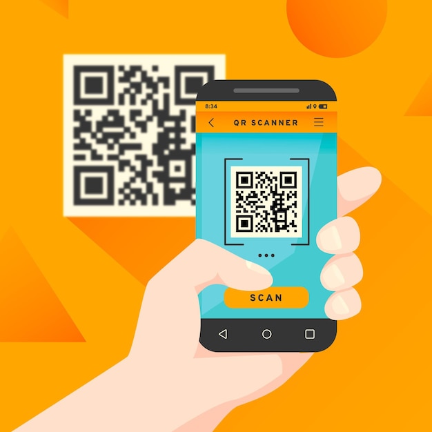 Conceito de código qr de digitalização em smartphone