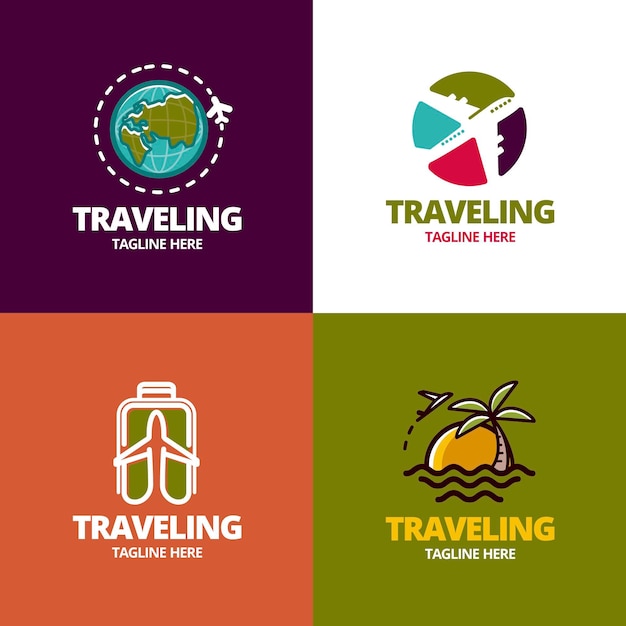 Conceito de coleção de logotipo de viagens