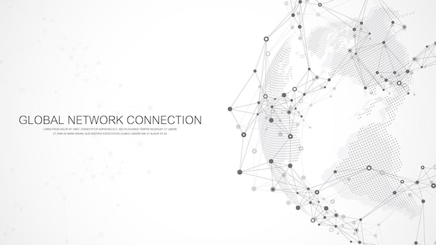 Conceito de conexão de rede global comunicação de rede social na visão de big data de negócios globais
