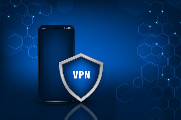 Vetor conceito de conexão de rede virtual privada de tecnologia conexão de segurança móvel rede vpn