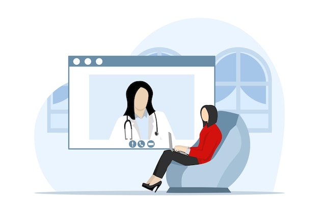conceito de consulta de saúde on-line com o conceito de mulheres fazendo consultas de saúde
