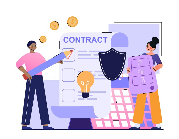 Vetor conceito de contrato de licenciamento