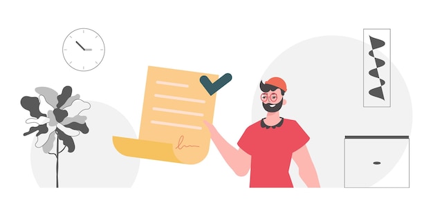 Conceito de contrato inteligente Proteção de dados Um homem está segurando um contrato ou documento