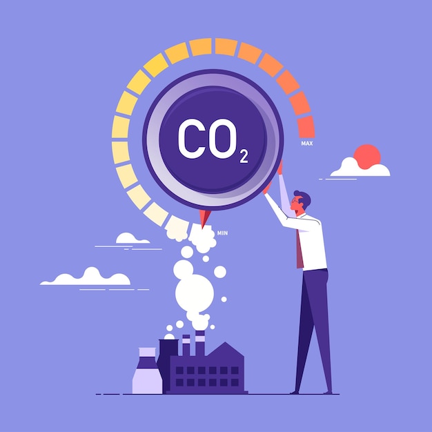 Conceito de controle de emissões de dióxido de carbono. reduzir o nível de co2