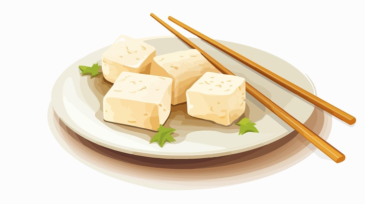 Vetor conceito de cozinha asiática com pauzinhos e design vetorial de tofu
