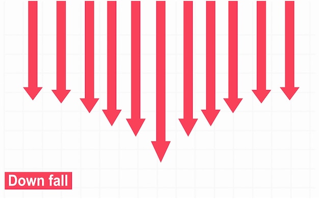 Vetor conceito de crescimento de negócios de queda com ilustração vetorial de setas
