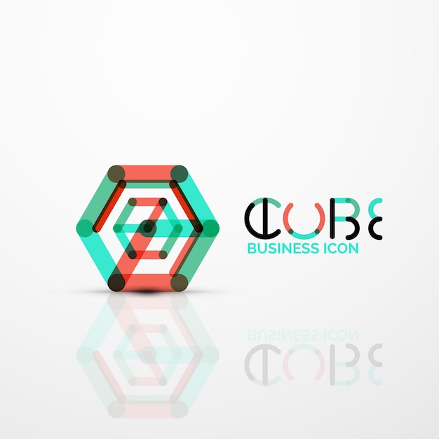 Vetor conceito de cubo conceito de logotipo design de linha de marca geométrica logotipo da empresa emblema abstração de identidade de negócios forma