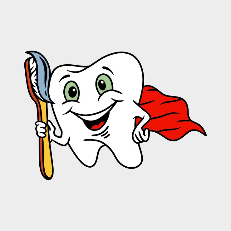 Vetor conceito de cuidados de saúde dentes com personagens de desenhos animados