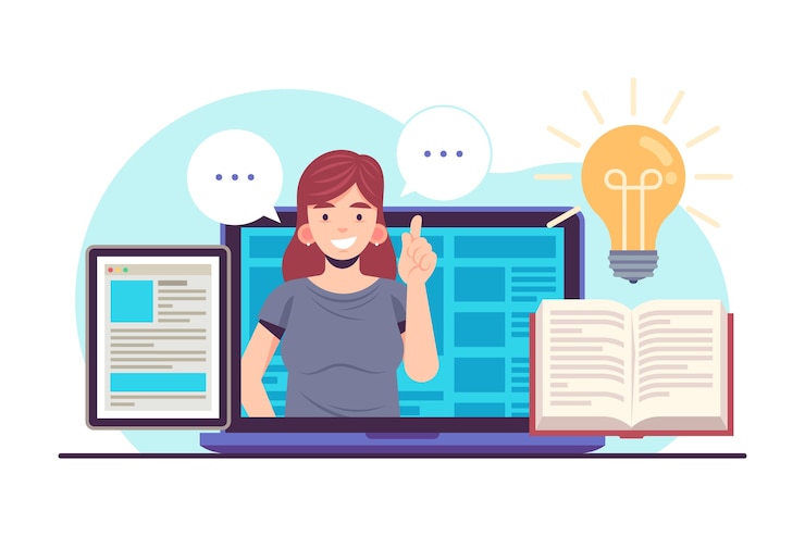 Vetor conceito de cursos on-line