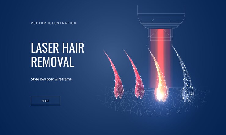 Vetor conceito de depilação a laser em estilo futurista poligonal para banner