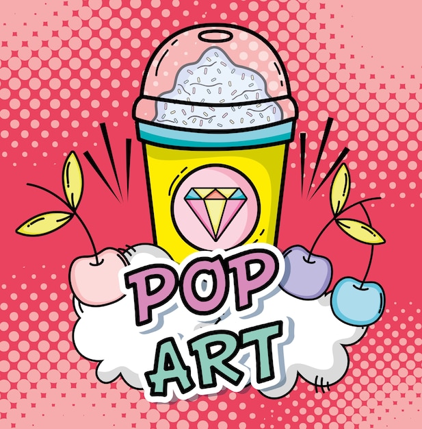 Vetor conceito de desenhos animados de bebida de pop art