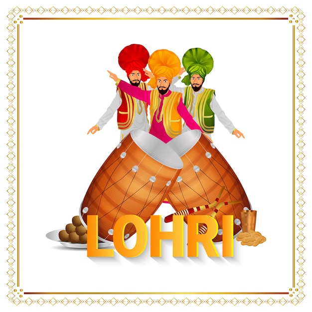 Conceito de design criativo de cartão de celebração feliz lohri