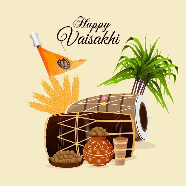 Vetor conceito de design criativo de feliz vaisakhi