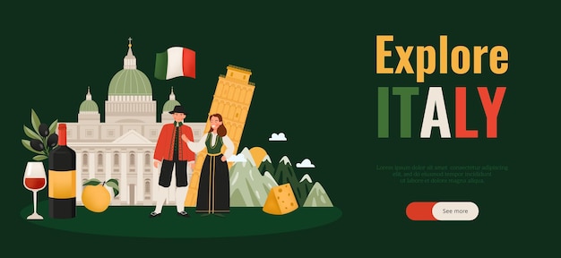 Vetor conceito de design de banner vetorial italiano