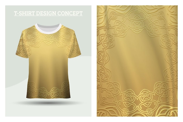 Vetor conceito de design de camiseta de ouro elegante motivo islâmico