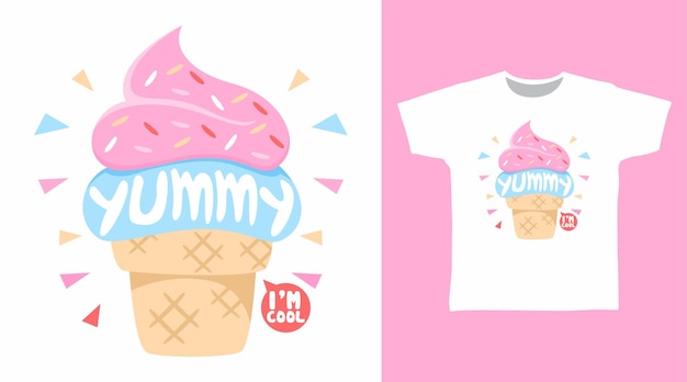 Design PNG E SVG De Kawaii Sorvete Colorido Para Camisetas