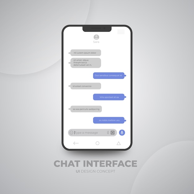 Conceito de design de interface do usuário de interface de chat