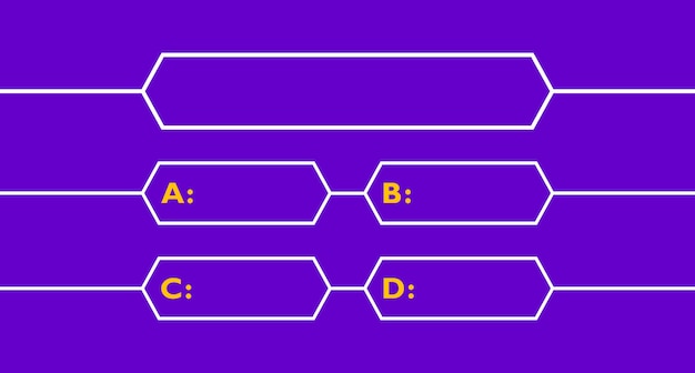 Modelo de vetor de perguntas e respostas para teste de teste de exame  escolar de teste de jogo de quiz ilustração vetorial