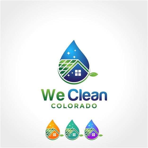 Conceito de design de logotipo clean house, modelo de símbolo de logotipo de serviço de limpeza