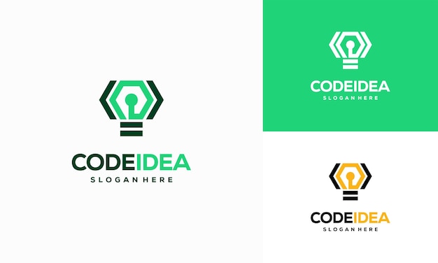 Conceito de design de logotipo code idea vetor ícone de símbolo do logotipo do programador