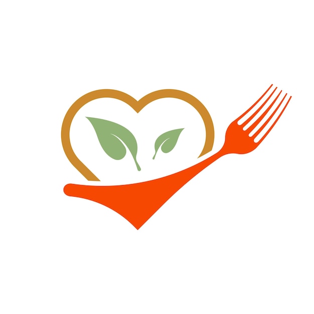 Conceito de design de logotipo de comida saudável natural