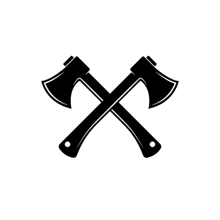 Vetor conceito de design de logotipo de cruz de machado estilo retro vintage